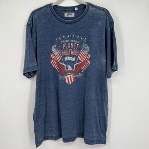 Vintage Original Planet Hollywood Blue Distressed Size XL Short Sleeve T Shirt